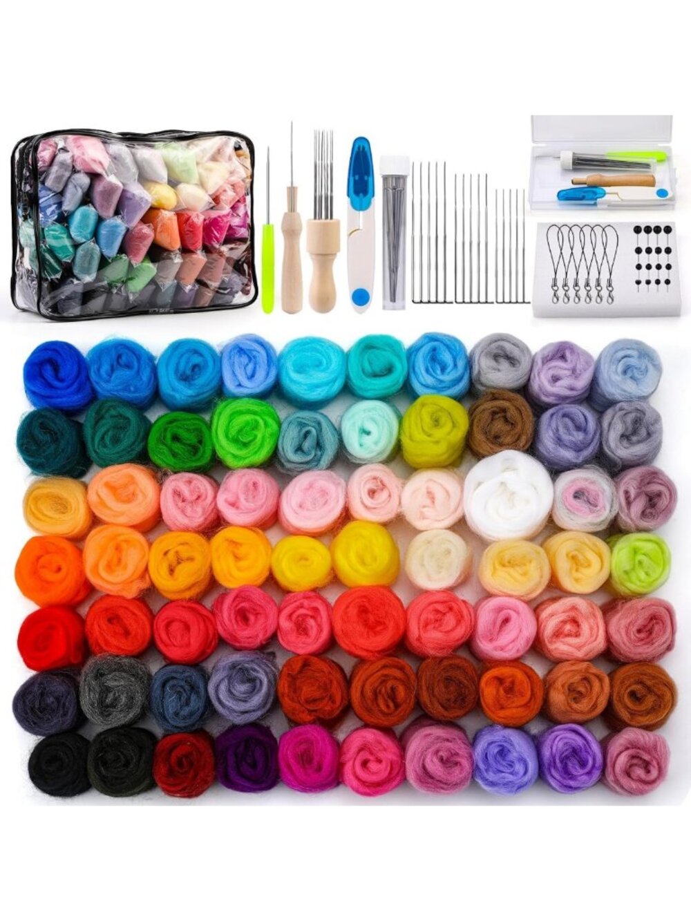 70 Colors Needle Felting Kit with Tools - Complete Felting Supplies for Crafts